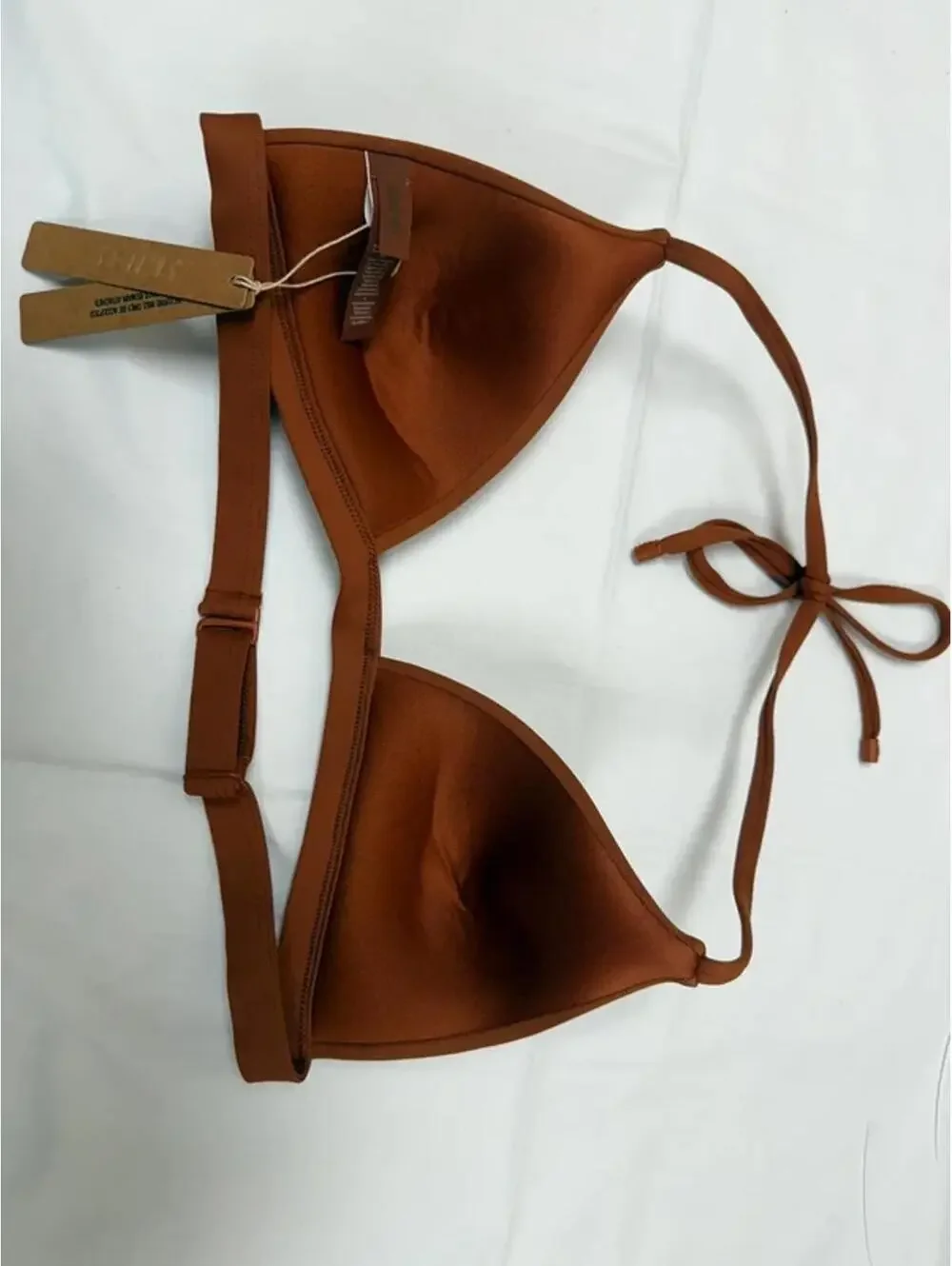 SKIMS Classic Swim Push Up Triangle Bikini Top Bronze Size L NWT